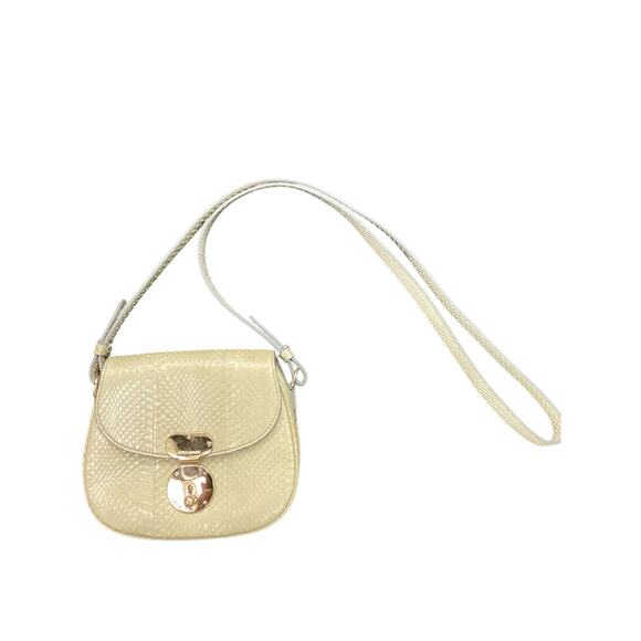 Giorgio Armani Purse Womens Crossbody Snakeskin Gold Hardware Inside PocketCream - Picture 2 of 8